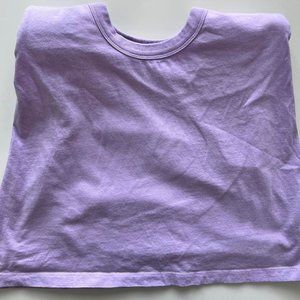 Purple Cropped Muscle Tee with Shoulder Pads